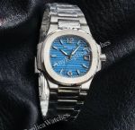 RRR Factory Patek Philippe Nautilus Cal.E 23-250SC Movement 32mm Blue Face WG Bezel Women Watch